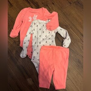 Adorable Pink and Cream Bunny Bodysuit Set